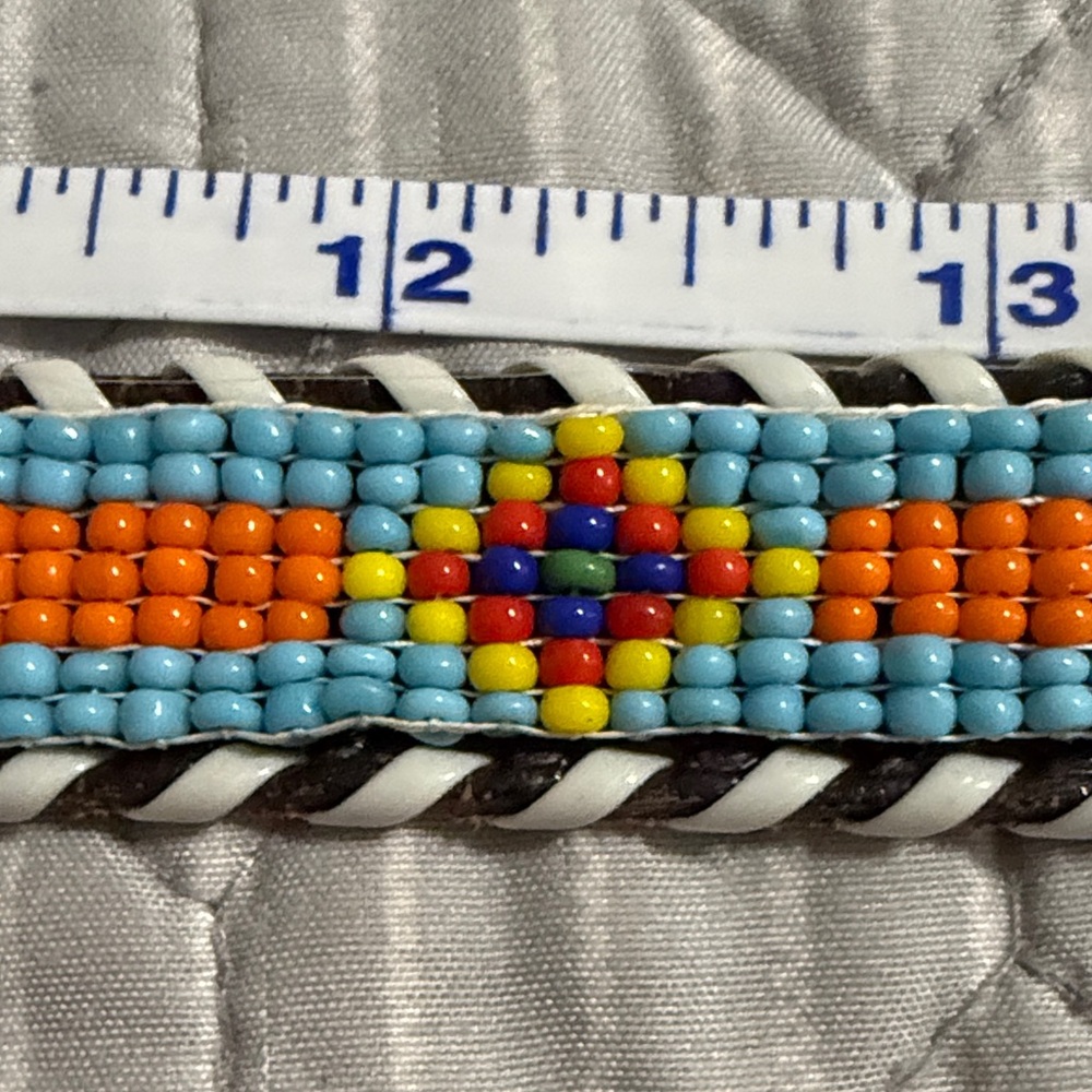 Hand-Beaded Turquoise Leather Belt - Women Accessories - Picture 4 of 5
